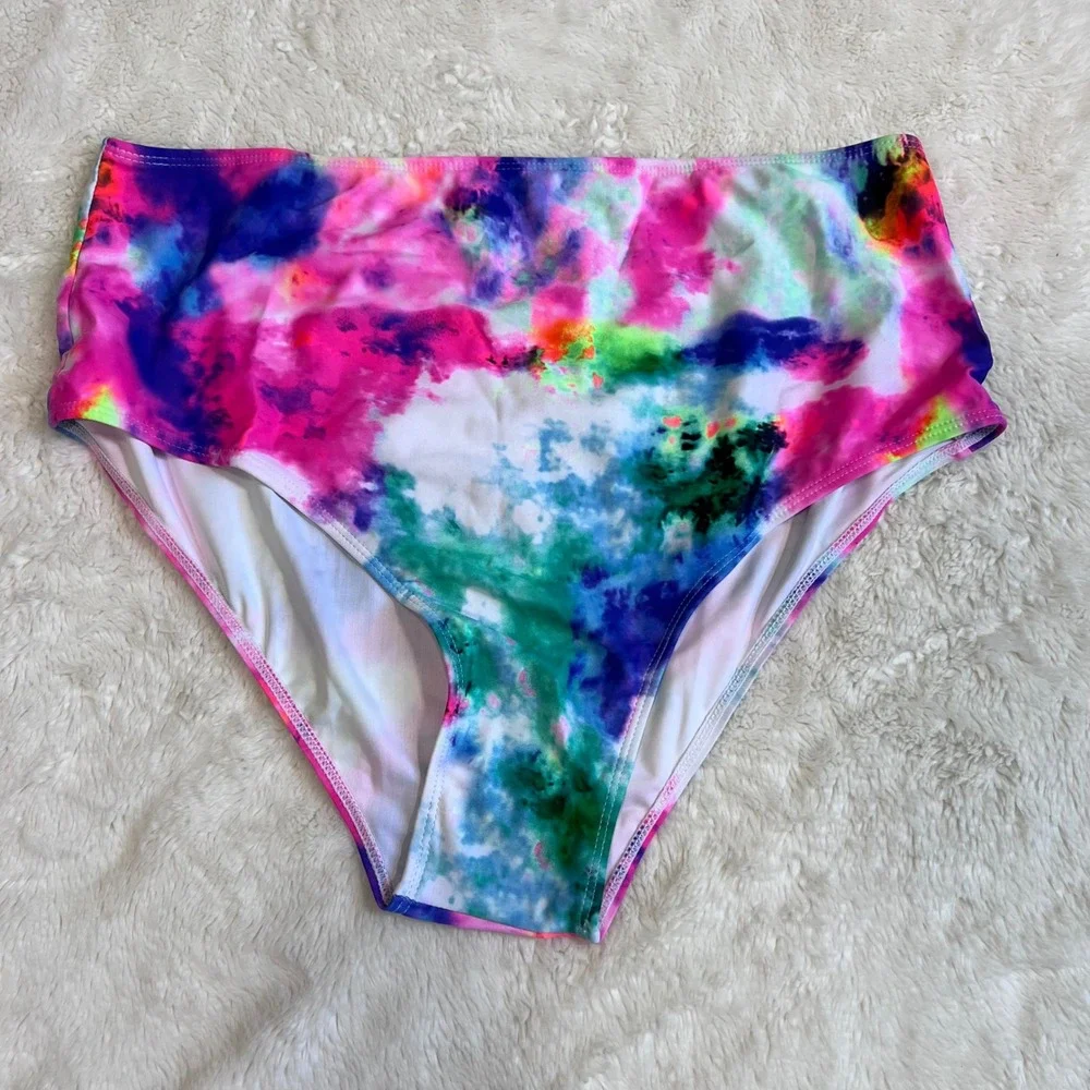 Adisputent Women's Tie Dye High Waisted Bikini Set Multicolor Size XXL NWT